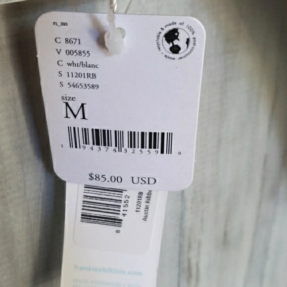 NEW Frankie's Bikinis Austin Ribbed White Bottoms - Picture 10 of 12